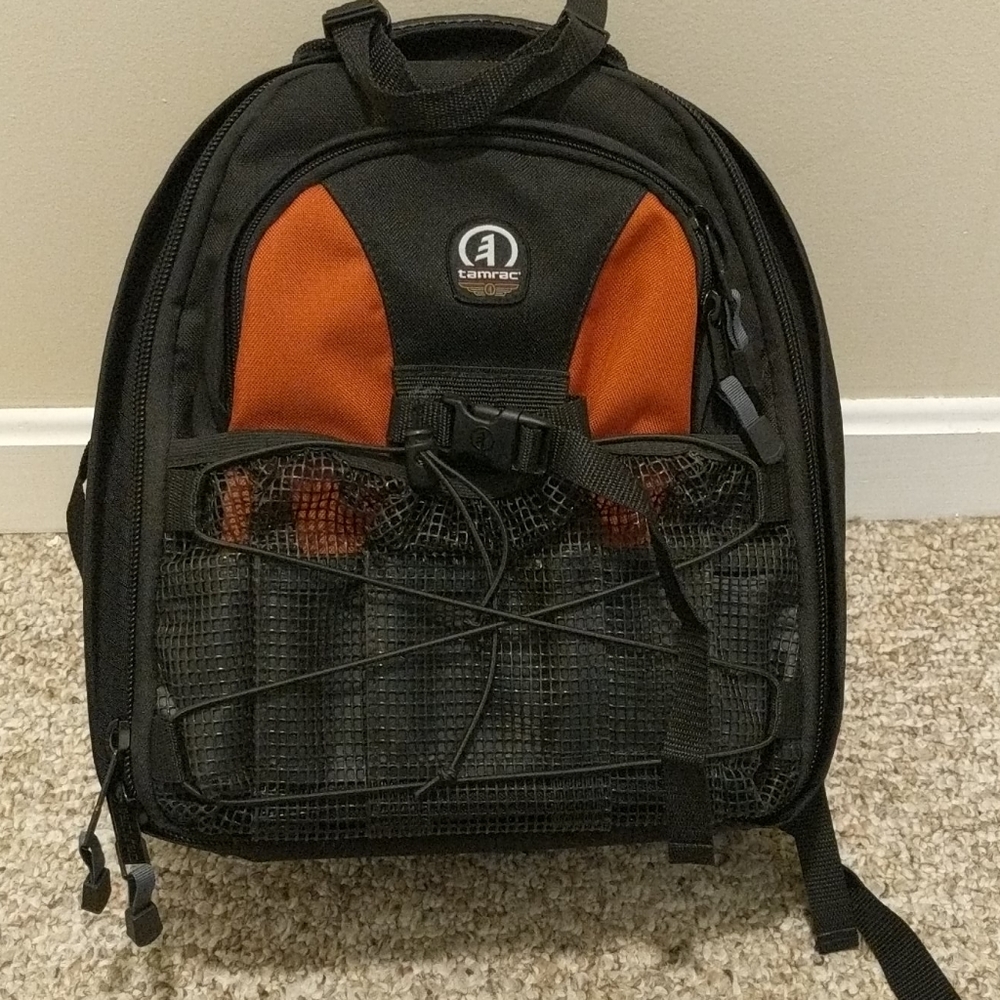 Orange and Black Camera Bag-backpack Style
